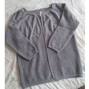 NWT Grey Cardigan Pearl Mid Sleeves Office Wear